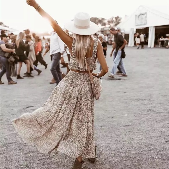 SOLD OUT Boho Festival Leopard Ruched Maxi Casual Skirt - Picture 6 of 9